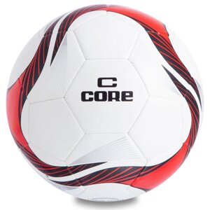 М'яч футбольний №5 PU HIBRED Зшитий машинним способом CORE SUPER CR-012 (№5, 5сл., білий-червоний)