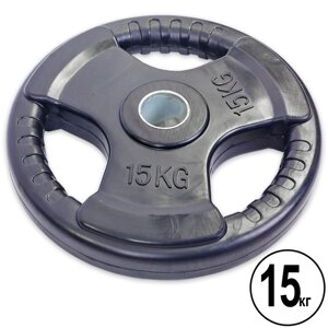 Млинці (диски) обгумовані з потрійним хватом і металевою втулкою d-52мм Record TA-5706-15 15кг (чорний)