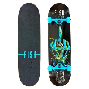 Скейтборд FISH ARM Zelart SK-414-6 черный-синий