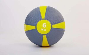 М'яч медичний медбол Zelart Medicine Ball FI-5122-6 6кг (гума, d-24см, сірий-жовтий)