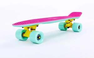 Скейтборд пластиковий Penny SOFT RUBBER TWIN FISH 22in двоколірна дека SK-410-7 (рожевий-м'ятний)