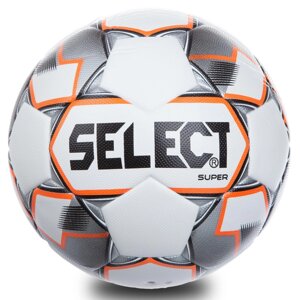 М'яч футбольний №5 PVC ламін. Клеєний SELECT SUPER FIFA FB-0551 (№5, білий-чорний-помаранчевий) Replica