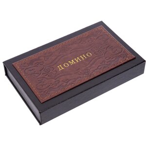 Доміно настільна гра у PU коробці 5010F (кістки-пластик, h-4,9 см, р-р кор. 19,5x12,5x3,5с, кольори в