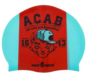 Шапочка для плавання MadWave A. C. A. B. M055823000W (силікон, бірюзовий-помаранчевий)