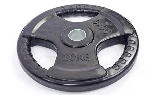 Млинці (диски) обгумовані з потрійним хватом і металевою втулкою d-52мм Record TA-5706-20 20кг (чорний)