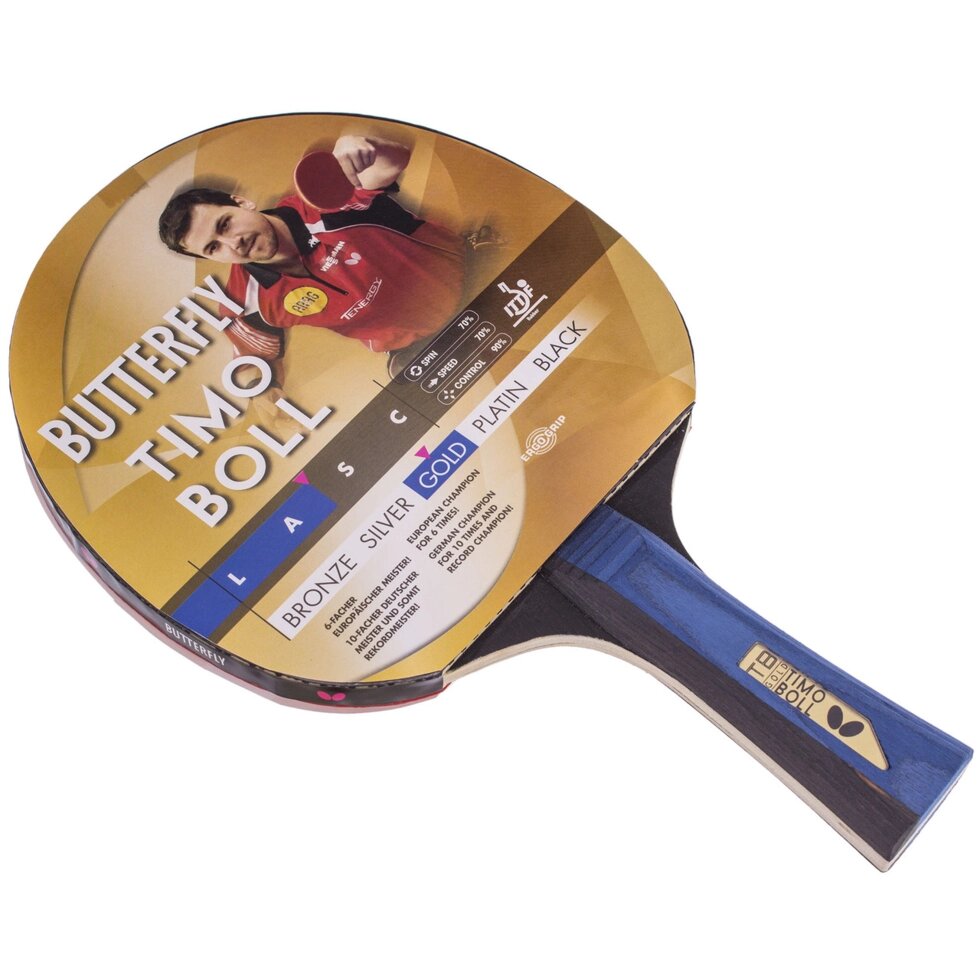 Ракетка для настільного тенісу 1 штука BUTTERFLY 85021 TIMO BOLL GOLD (деревина, гума) від компанії Спортивний інтернет - магазин "One Sport" - фото 1