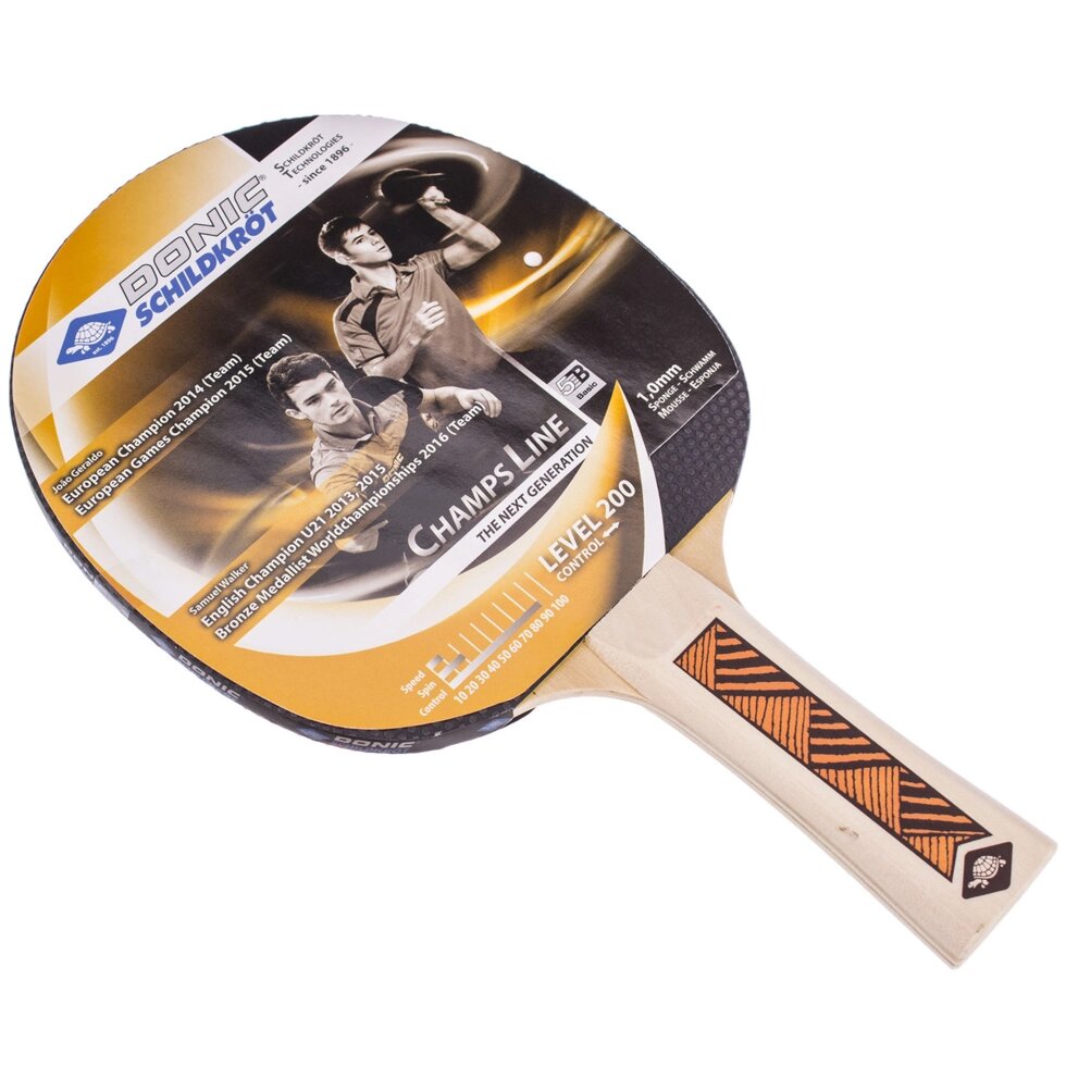 Ракетка для настільного тенісу 1 штука DONIC LEVEL 200 MT-705122 CHAMPS LINE (деревина, гума) від компанії Спортивний інтернет - магазин "One Sport" - фото 1