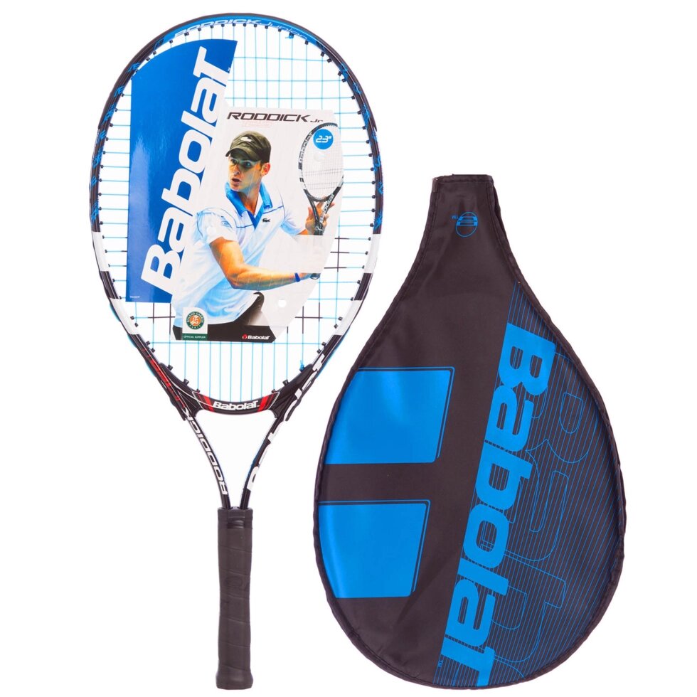 Ракетка для великого тенісу юніорська BABOLAT 140107-146 RODDICK JUNIOR 125 (чорний-блакитний) від компанії Спортивний інтернет - магазин "One Sport" - фото 1