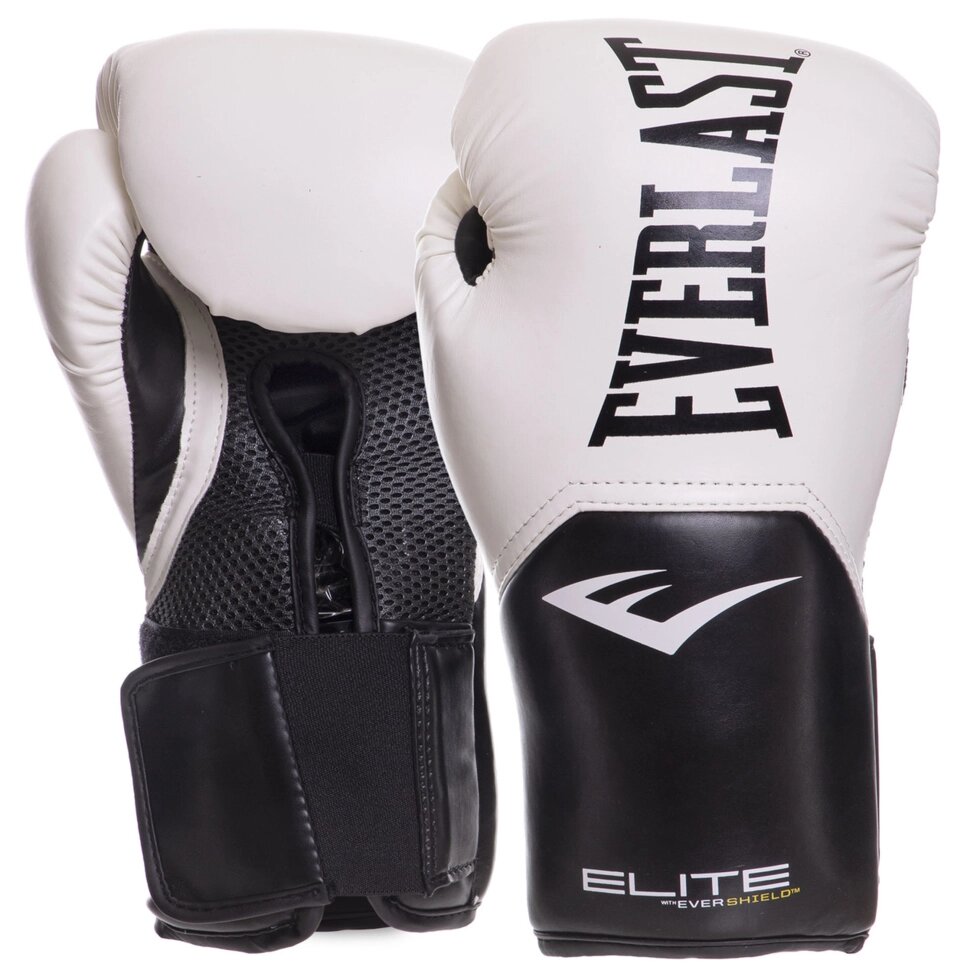 Рукавички боксерські EVERLAST PRO ELITE STYLE P00001197 12 унцій білий-чорний від компанії Спортивний інтернет - магазин "One Sport" - фото 1