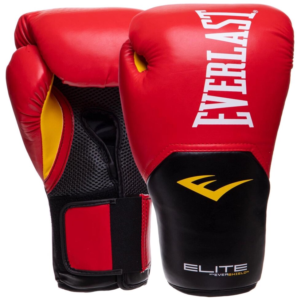 Рукавички боксерські EVERLAST PRO ELITE STYLE P00001200 16 унцій червоний-чорний від компанії Спортивний інтернет - магазин "One Sport" - фото 1