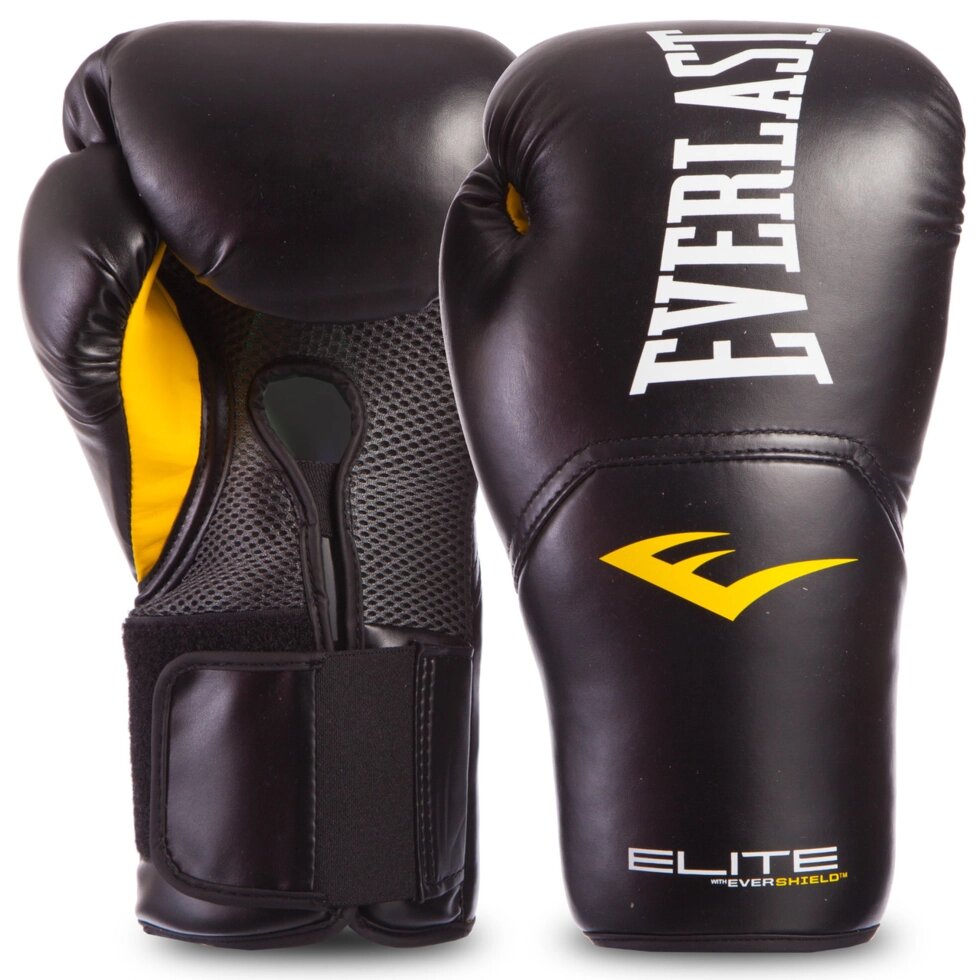 Рукавички боксерські EVERLAST PRO ELITE STYLE P00001202 16 унцій чорний від компанії Спортивний інтернет - магазин "One Sport" - фото 1