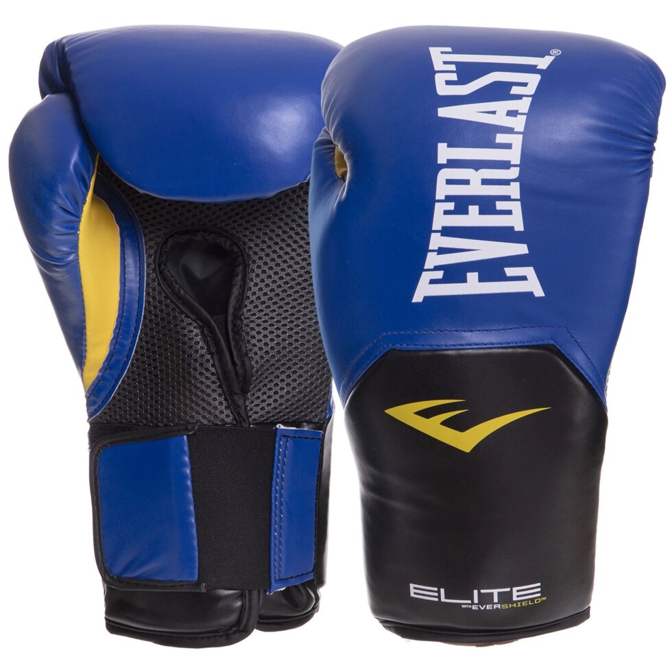 Рукавички боксерські EVERLAST PRO ELITE STYLE P00001206 16 унцій синій-чорний від компанії Спортивний інтернет - магазин "One Sport" - фото 1