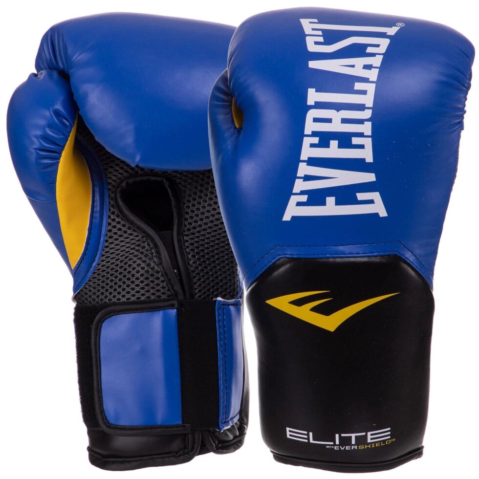 Рукавички боксерські EVERLAST PRO ELITE STYLE PP00001242 12 унцій синій-чорний від компанії Спортивний інтернет - магазин "One Sport" - фото 1