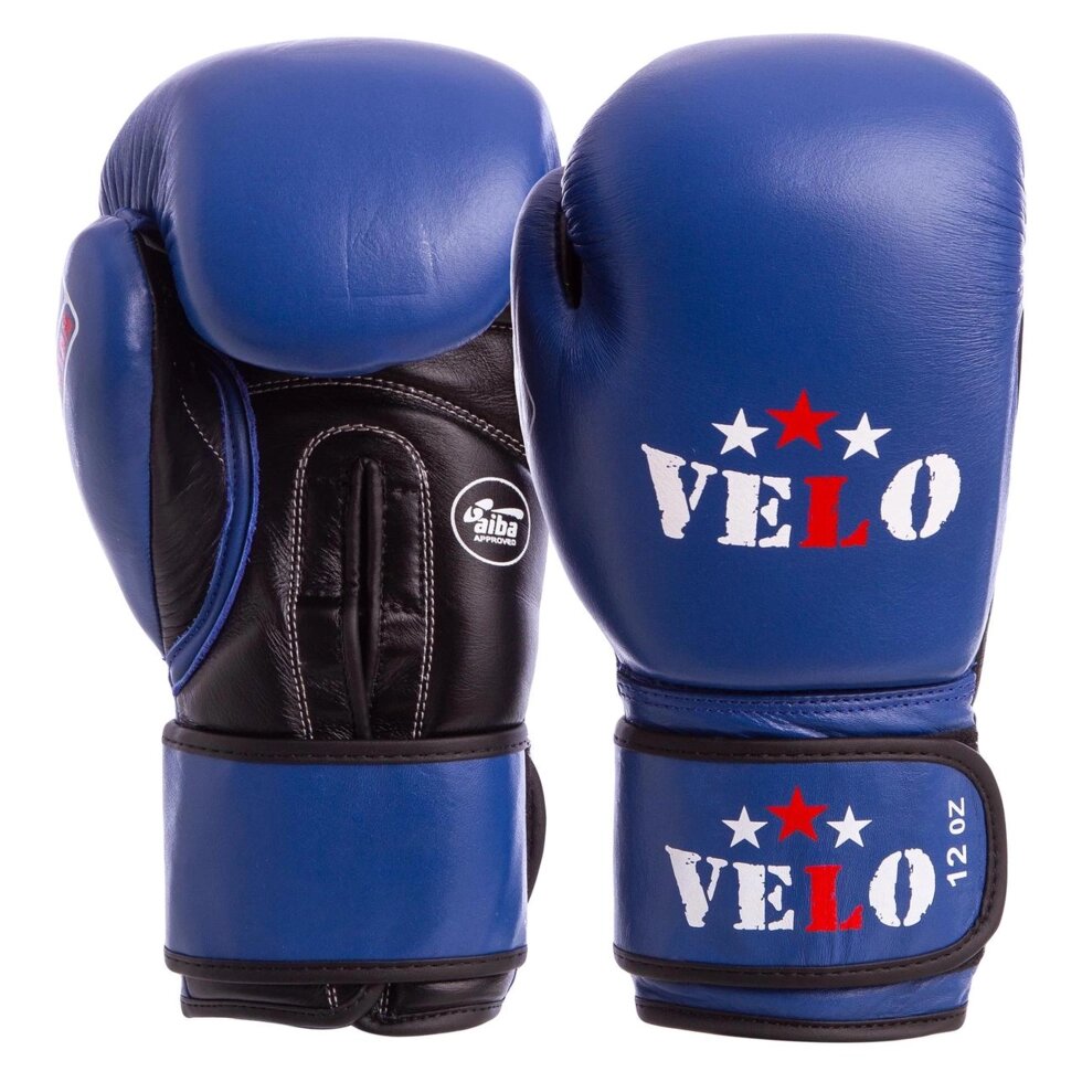 Рукавички боксерські професійні AIBA VELO 2081 10-12 унцій синій від компанії Спортивний інтернет - магазин "One Sport" - фото 1