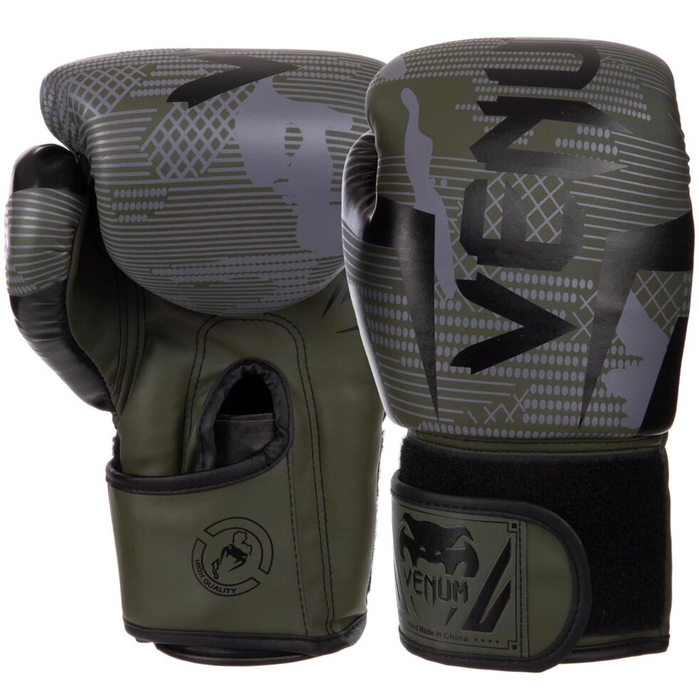 Рукавички боксерські VNM BO-2533 6-14 унцій чорний-зелений від компанії Спортивний інтернет - магазин "One Sport" - фото 1