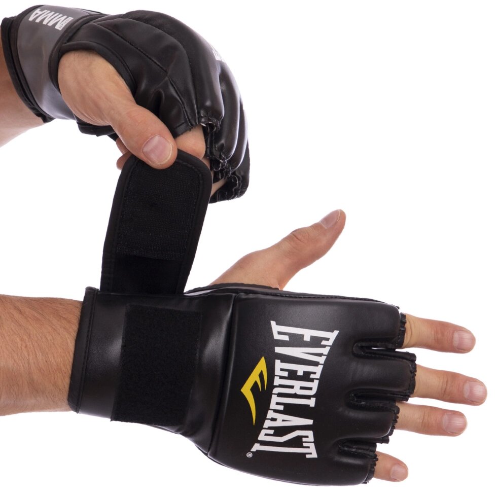 Рукавички для змішаних єдиноборств MMA EVERLAST 7778B PRO STYLE GRAPPLING S-XL чорний-сірий від компанії Спортивний інтернет - магазин "One Sport" - фото 1