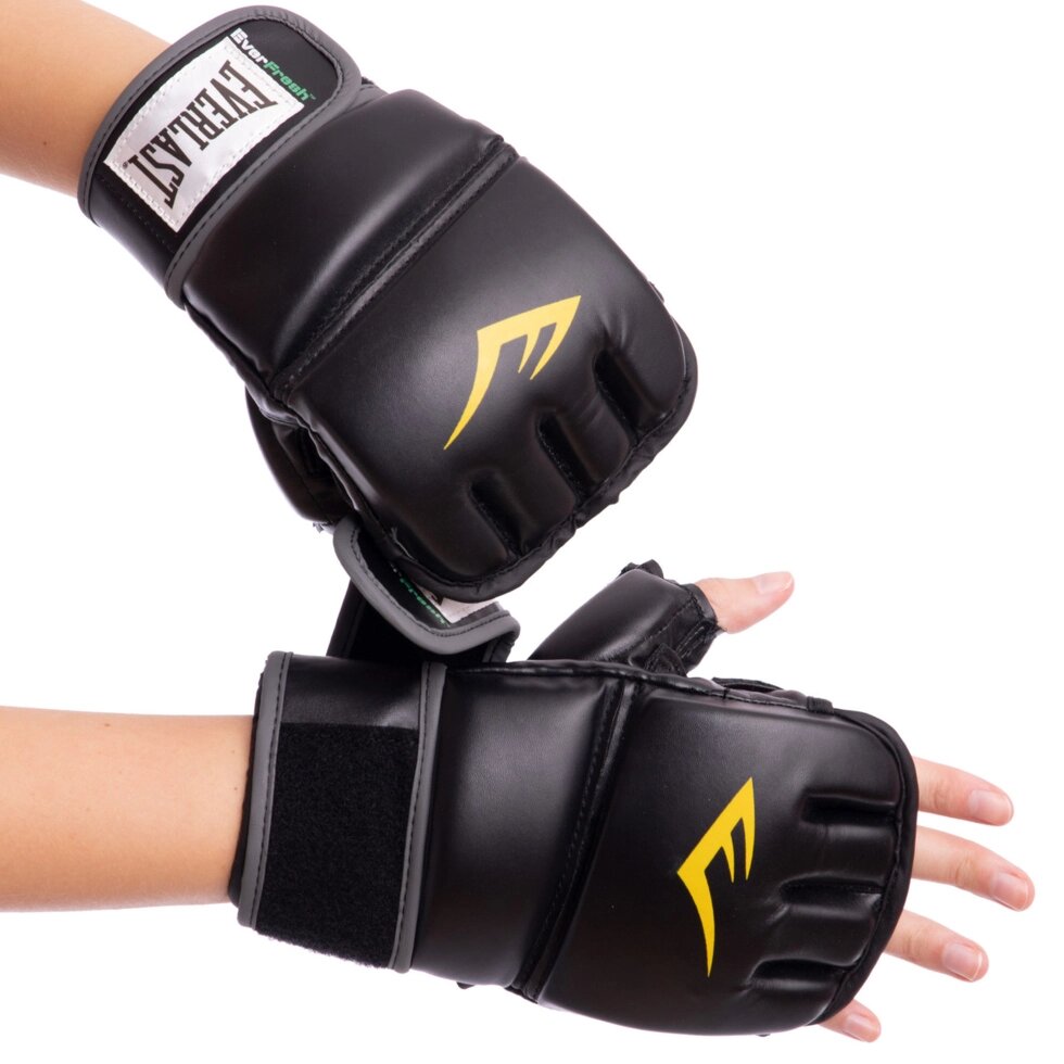 Рукавички для змішаних єдиноборств MMA EVERLAST HEVY BAG 4301SM S-M чорний-сірий від компанії Спортивний інтернет - магазин "One Sport" - фото 1