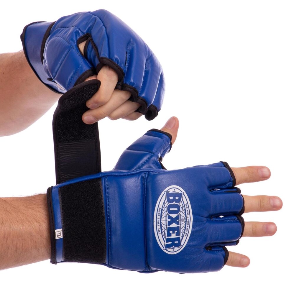 Рукавички для змішаних єдиноборств MMA шкіряні BOXER 5020 05020-02 M-XL кольори в асортименті від компанії Спортивний інтернет - магазин "One Sport" - фото 1