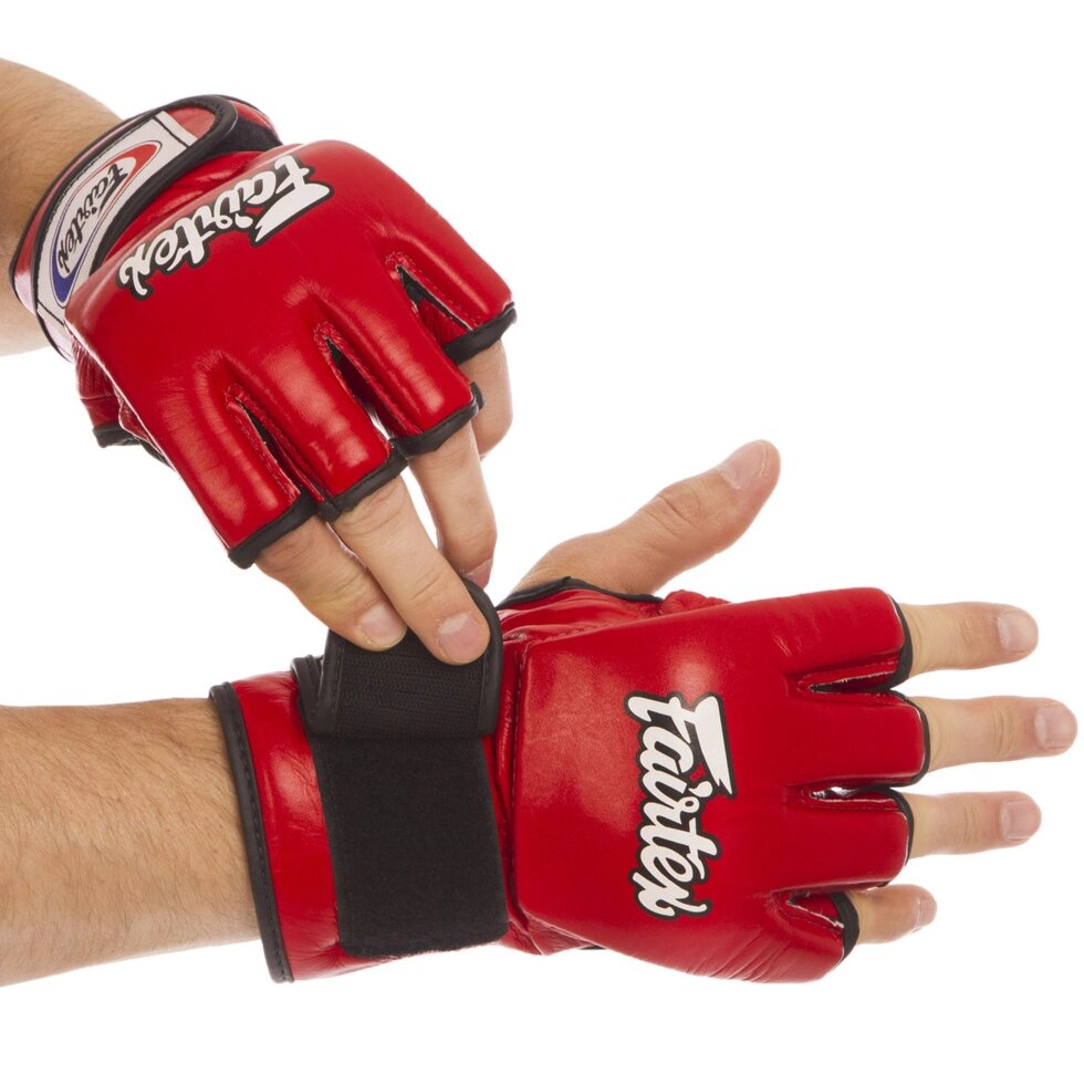 Рукавички для змішаних єдиноборств MMA шкіряні FAIRTEX FGV12 M-XL кольори в асортименті від компанії Спортивний інтернет - магазин "One Sport" - фото 1