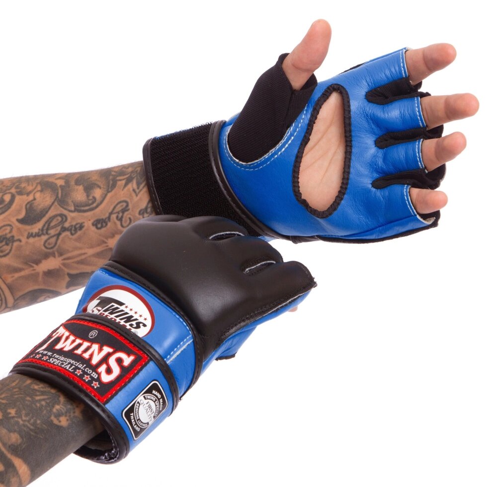 Рукавички для змішаних єдиноборств MMA шкіряні TWINS GGL-4 M-XL кольори в асортименті від компанії Спортивний інтернет - магазин "One Sport" - фото 1