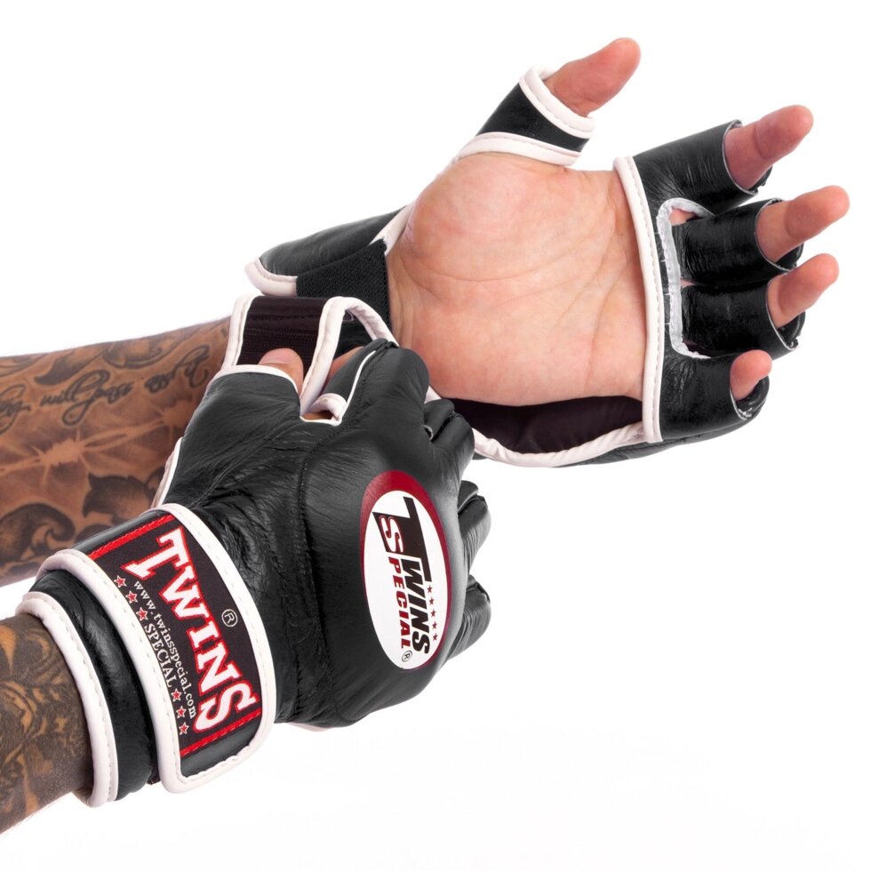 Рукавички для змішаних єдиноборств MMA шкіряні TWINS GGL-6 M-XL кольори в асортименті від компанії Спортивний інтернет - магазин "One Sport" - фото 1