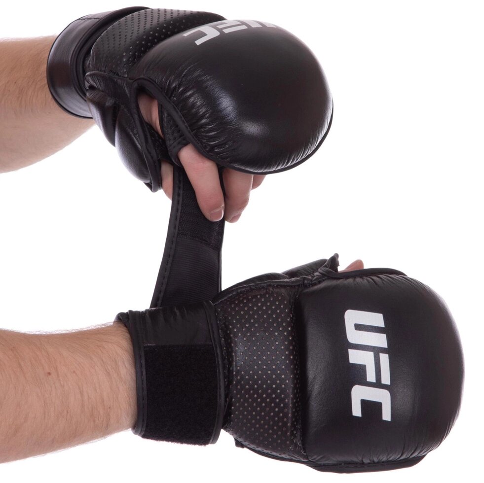 Рукавички для змішаних єдиноборств ММА шкіряні UFC PRO MMA Combat UCK-75195 L-XL чорний від компанії Спортивний інтернет - магазин "One Sport" - фото 1