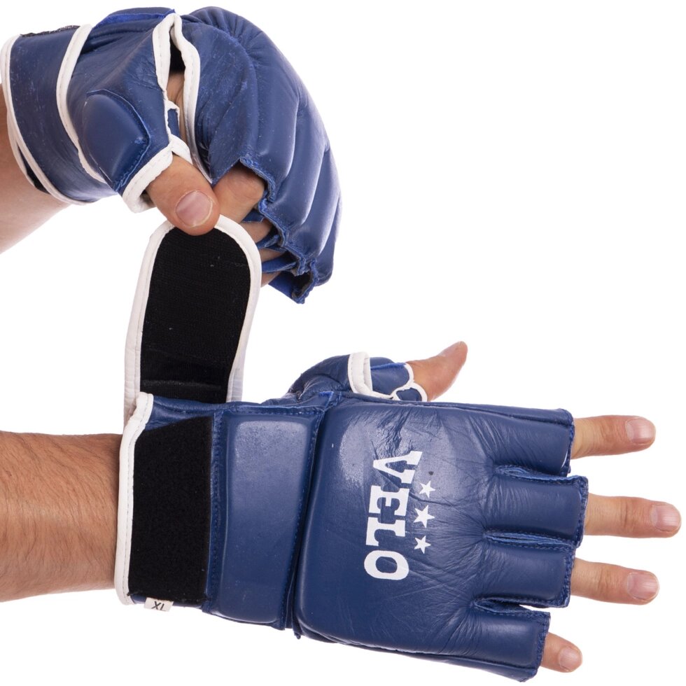 Рукавички для змішаних єдиноборств MMA шкіряні VELO ULI-4020 S-XL кольори в асортименті від компанії Спортивний інтернет - магазин "One Sport" - фото 1