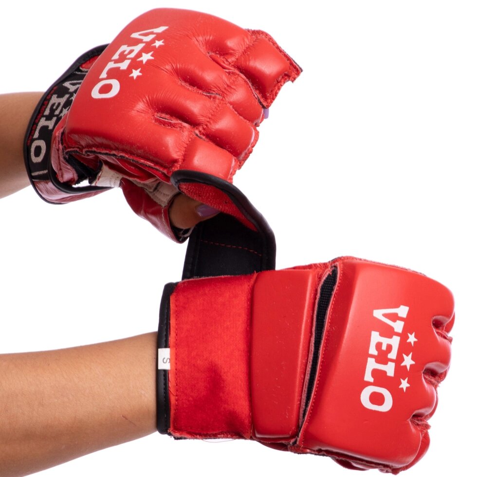 Рукавички для змішаних єдиноборств MMA шкіряні VELO ULI-4026 S-XL кольори в асортименті від компанії Спортивний інтернет - магазин "One Sport" - фото 1
