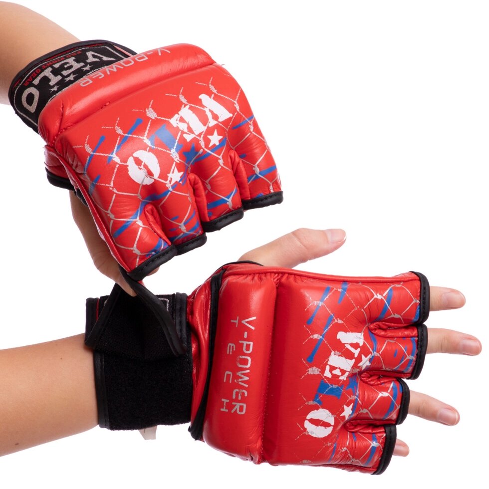 Рукавички для змішаних єдиноборств MMA шкіряні VELO ULI-4032 S-XL кольори в асортименті від компанії Спортивний інтернет - магазин "One Sport" - фото 1