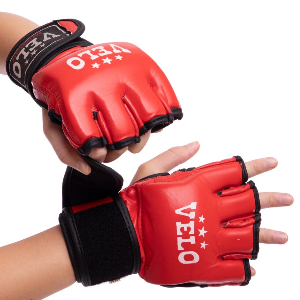Рукавички для змішаних єдиноборств MMA шкіряні VELO ULI-4035 S-XL кольори в асортименті від компанії Спортивний інтернет - магазин "One Sport" - фото 1