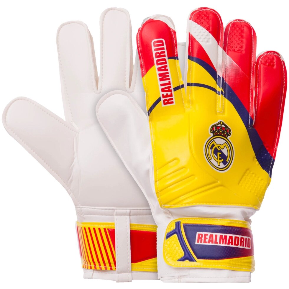 Рукавички воротарські REAL MADRID BALLONSTAR FB-0187-9 розмір 8-10 червоний-жовтий від компанії Спортивний інтернет - магазин "One Sport" - фото 1