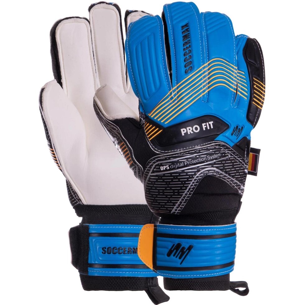 Рукавички воротарські SOCCERMAX GK-023 розмір 8-10 синій-чорний від компанії Спортивний інтернет - магазин "One Sport" - фото 1