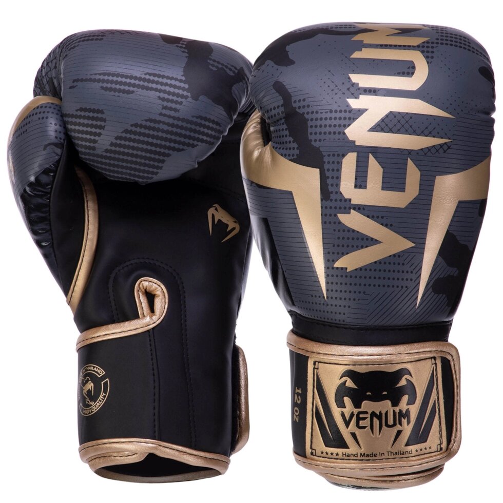 Рукавиці боксерські шкіряні на липучці VENUM ELITE BOXING VN1392-535 10-16 унцій распятновка від компанії Спортивний інтернет - магазин "One Sport" - фото 1