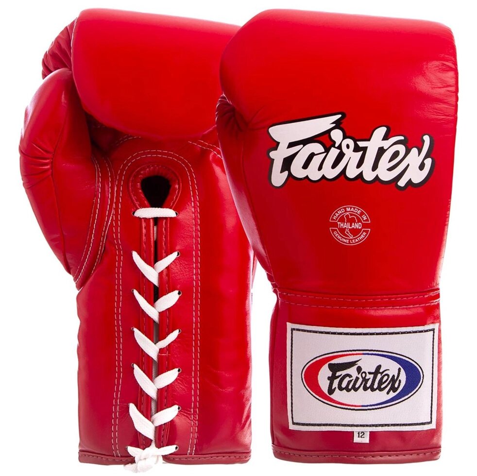 Рукавиці боксерські шкіряні професіональні на шнурівці FAIRTEX BGL6 10-16 унцій кольори в асортименті від компанії Спортивний інтернет - магазин "One Sport" - фото 1