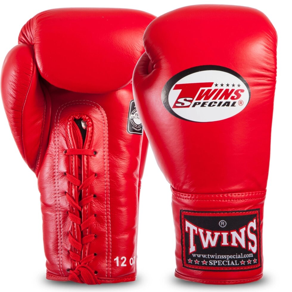 Рукавиці боксерські шкіряні професіональні на шнурівці TWINS BGLL1 12-18 унцій кольори в асортименті від компанії Спортивний інтернет - магазин "One Sport" - фото 1