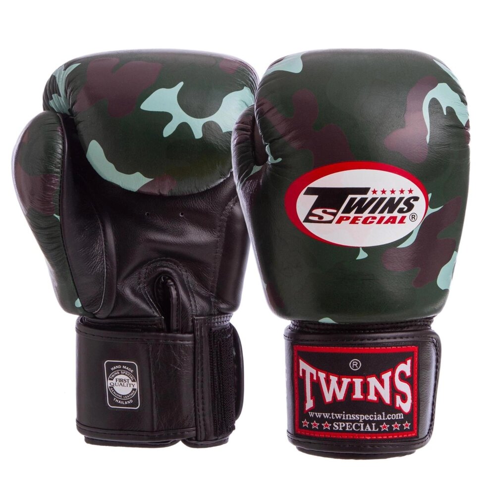 Рукавиці боксерські шкіряні TWINS FBGVL3-ARGN 10-18 унцій зелений від компанії Спортивний інтернет - магазин "One Sport" - фото 1