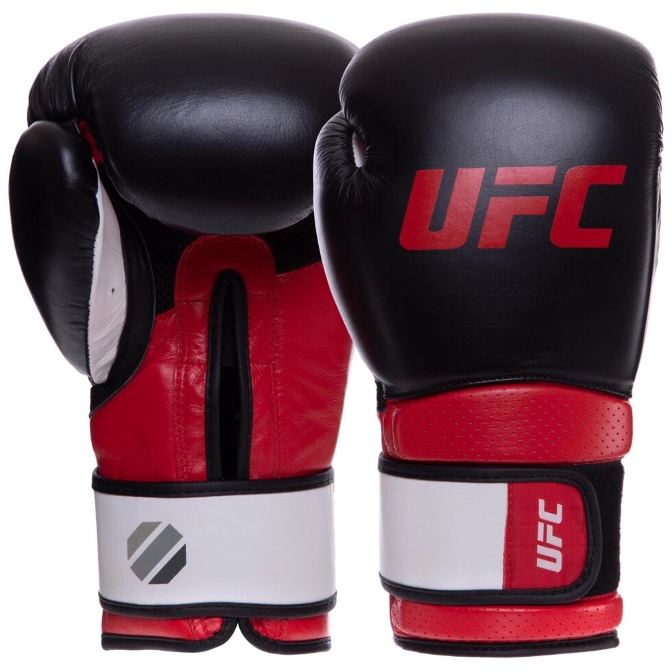 Рукавиці боксерські шкіряні UFC PRO Training UHK-69989 12 унцій червоний-чорний від компанії Спортивний інтернет - магазин "One Sport" - фото 1