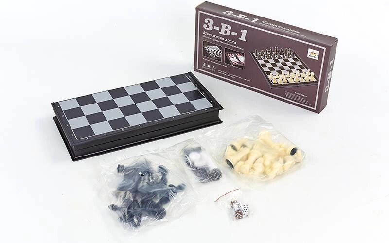 Шахи, шашки, нарди 3 в 1 дорожні пластикові магнітні SC58810 (р-р дошки 32см x 32см) від компанії Спортивний інтернет - магазин "One Sport" - фото 1