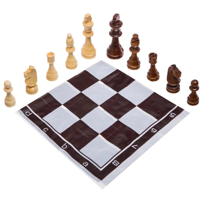 Шахові фігури дерев'яні з полотном PVC для ігор 305P (дерево, h-9,5 см) від компанії Спортивний інтернет - магазин "One Sport" - фото 1