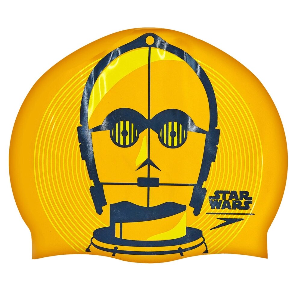 Шапочка для плавання SPEEDO SLOGAN PRINT 808385C797 Star Wars C3PO (силікон, помаранчевий, чорний) від компанії Спортивний інтернет - магазин "One Sport" - фото 1