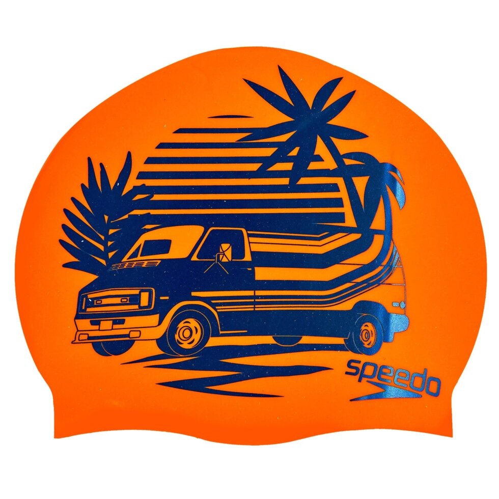 Шапочка для плавання SPEEDO SLOGAN PRINT 808385C859 (силікон, оранжевий-синій) від компанії Спортивний інтернет - магазин "One Sport" - фото 1