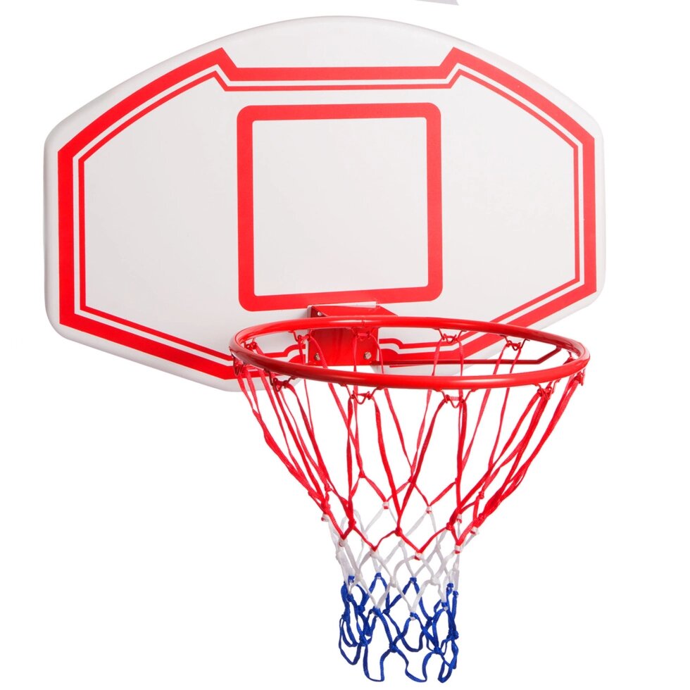 Щит баскетбольний з кільцем і сіткою S005 (щит-HDPE,р-р 90х60см, кільце (16мм) d-45см, сітка NY) від компанії Спортивний інтернет - магазин "One Sport" - фото 1