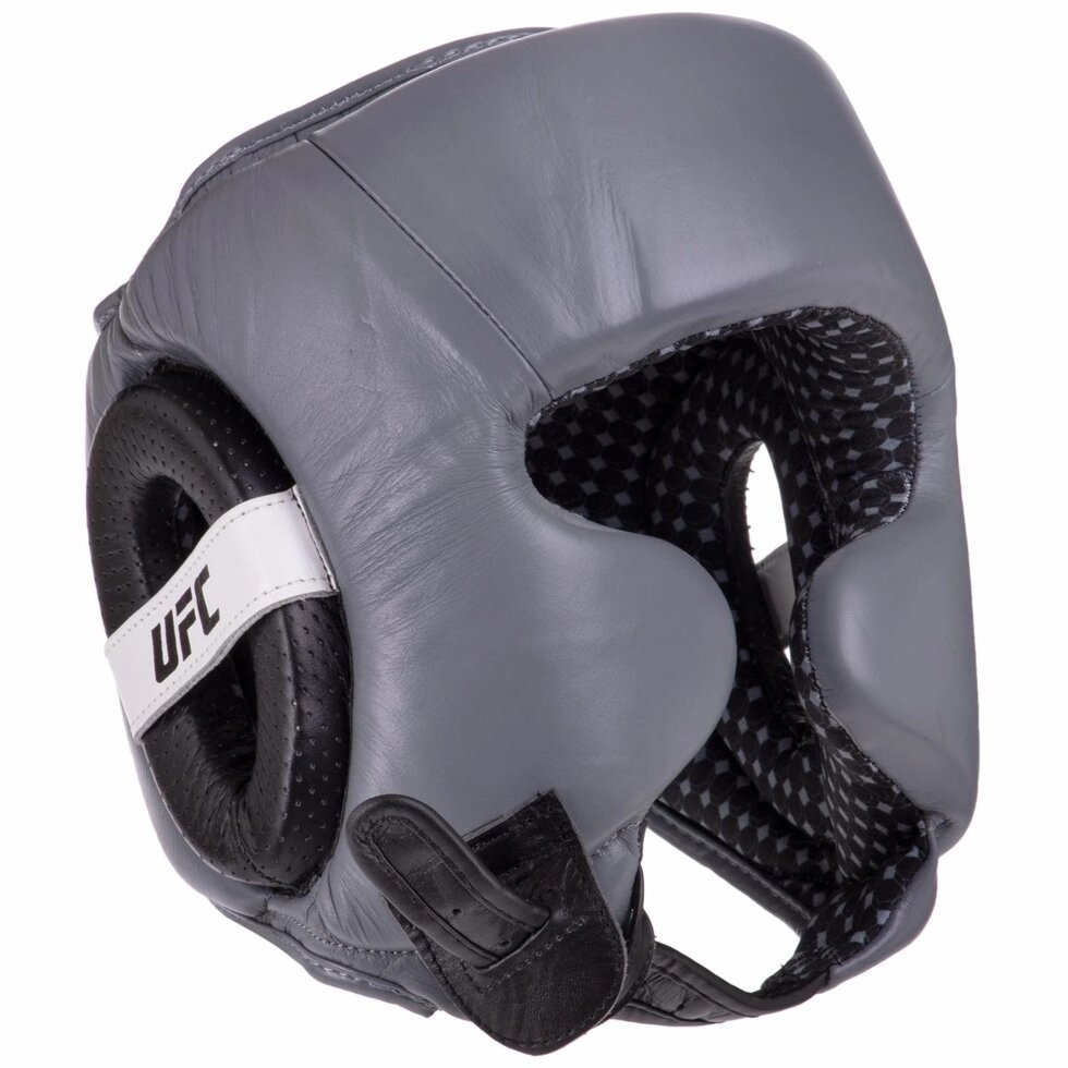 Шолом боксерський в мексиканському стилі шкіряний UFC PRO Training UHK-69958 S срібний-чорний від компанії Спортивний інтернет - магазин "One Sport" - фото 1