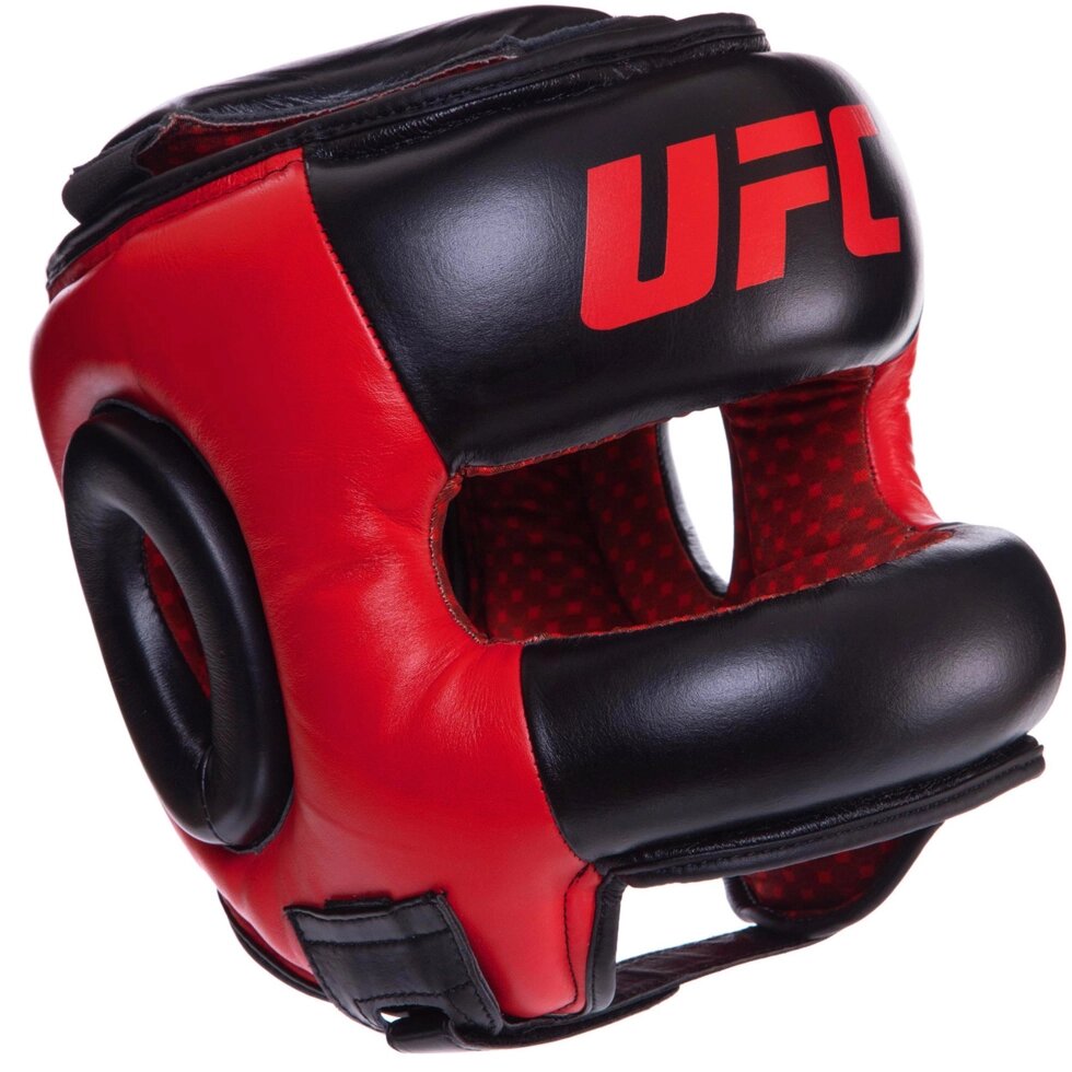 Шолом боксерський з бампером шкіряний UFC PRO UHK-75062 S чорний від компанії Спортивний інтернет - магазин "One Sport" - фото 1