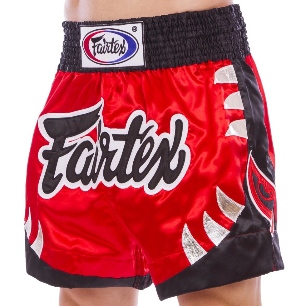 Шорти для тайського боксу та кікбоксингу FAIRTEX BS0611 S-2XL червоний-чорний від компанії Спортивний інтернет - магазин "One Sport" - фото 1