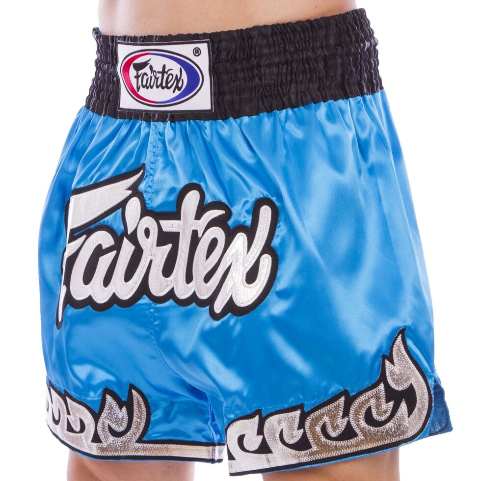 Шорти для тайського боксу та кікбоксингу FAIRTEX BS0631 S-2XL блакитний від компанії Спортивний інтернет - магазин "One Sport" - фото 1