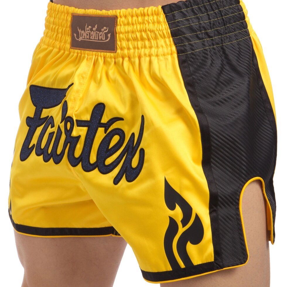 Шорти для тайського боксу та кікбоксингу FAIRTEX BS1701 M-XL жовтий-чорний від компанії Спортивний інтернет - магазин "One Sport" - фото 1