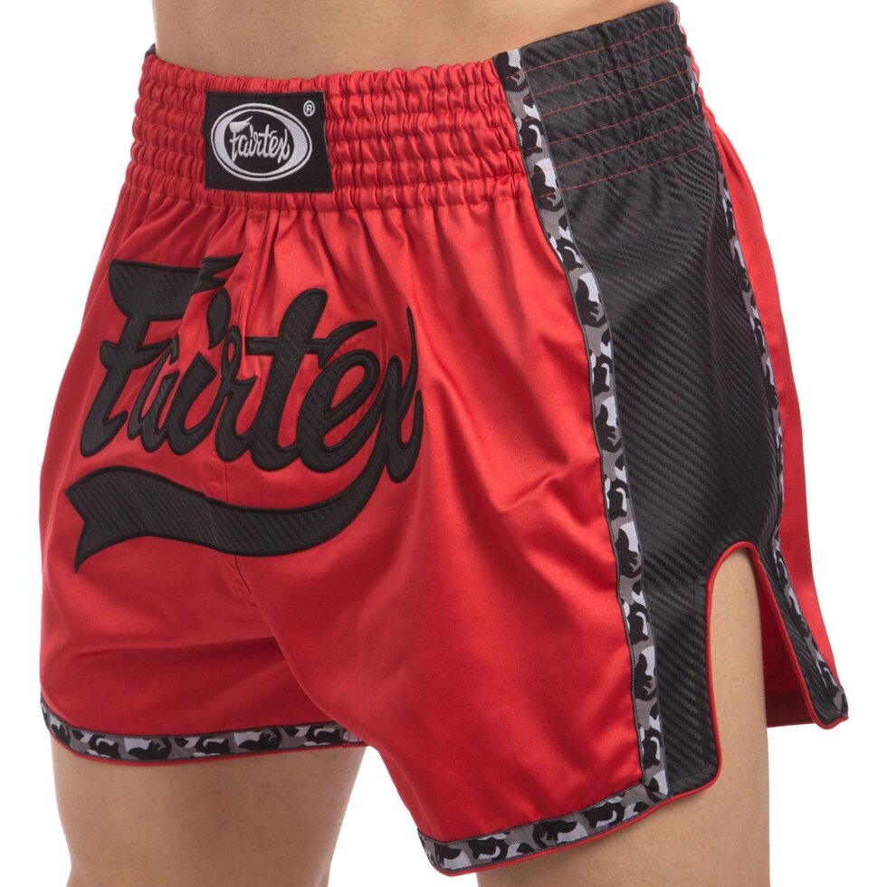Шорти для тайського боксу та кікбоксингу FAIRTEX BS1703 S-XL червоний-чорний від компанії Спортивний інтернет - магазин "One Sport" - фото 1