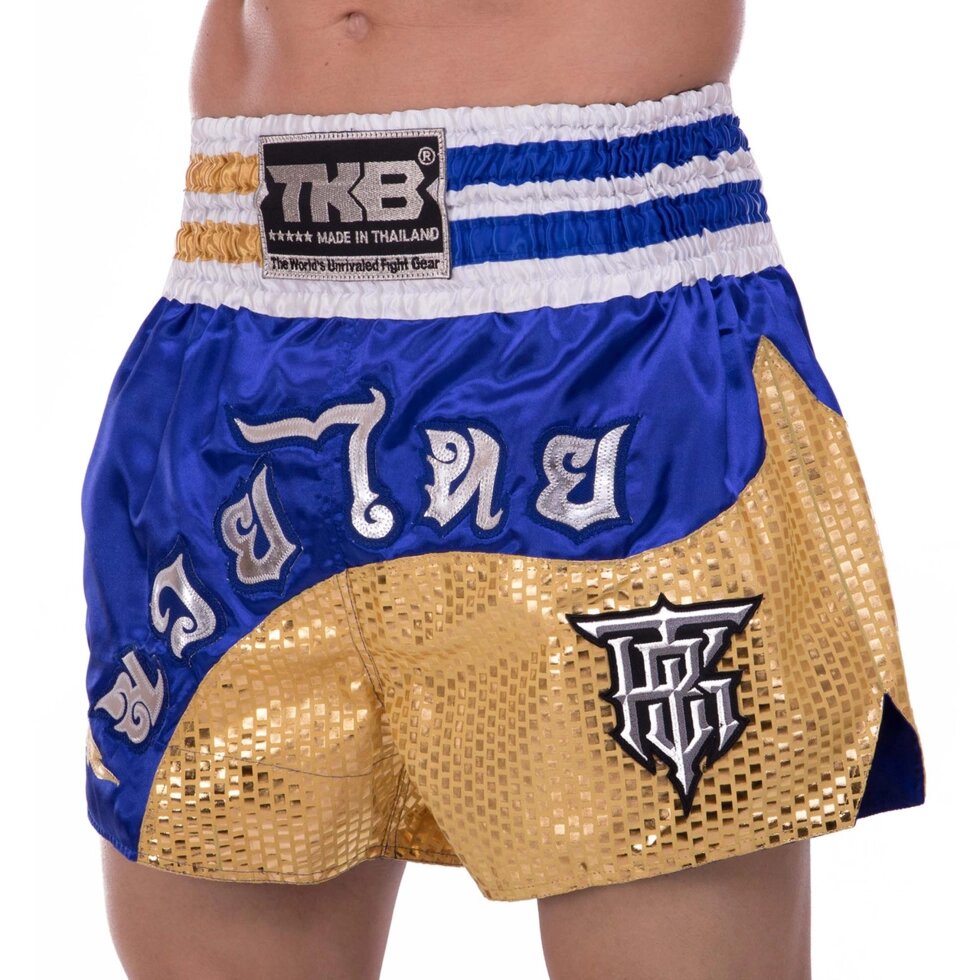Шорти для тайського боксу та кікбоксингу TOP KING TKTBS-207 XS-XXL синій-золотий від компанії Спортивний інтернет - магазин "One Sport" - фото 1