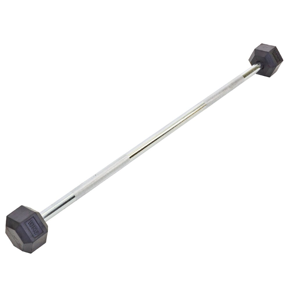 Штанга фіксована пряма обгумована Rubber Hexagon Barbell 10кг Record TA-6230-10 (гриф l-95см) від компанії Спортивний інтернет - магазин "One Sport" - фото 1